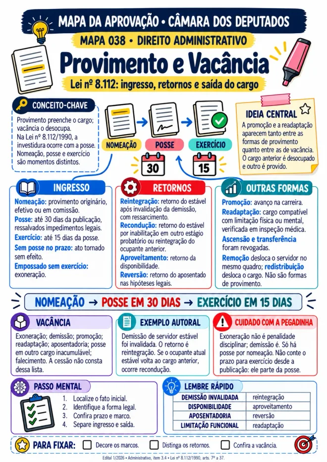 Mapa 038 · Direito Administrativo: Lei 8.112, provimento e vacância